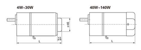4W~140W微型調(diào)速電機(jī)尺寸圖